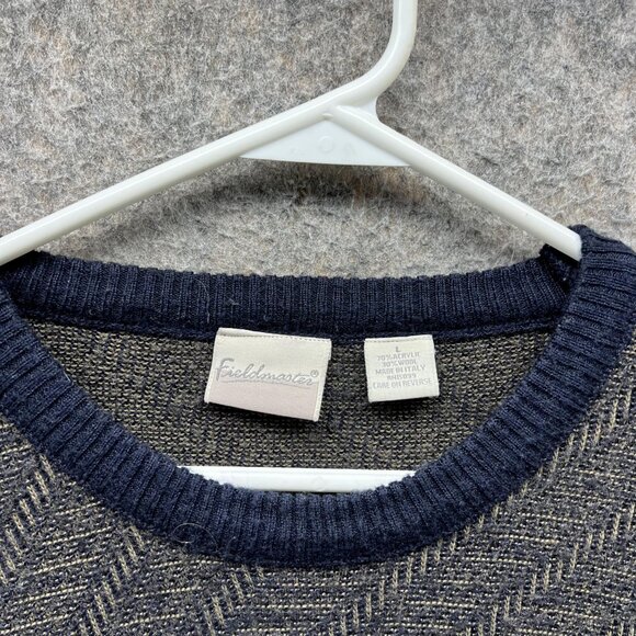 Field Masters Sweater Men Large Vintage Italy Blue Crewneck Pullover Acrylic - Picture 5 of 11